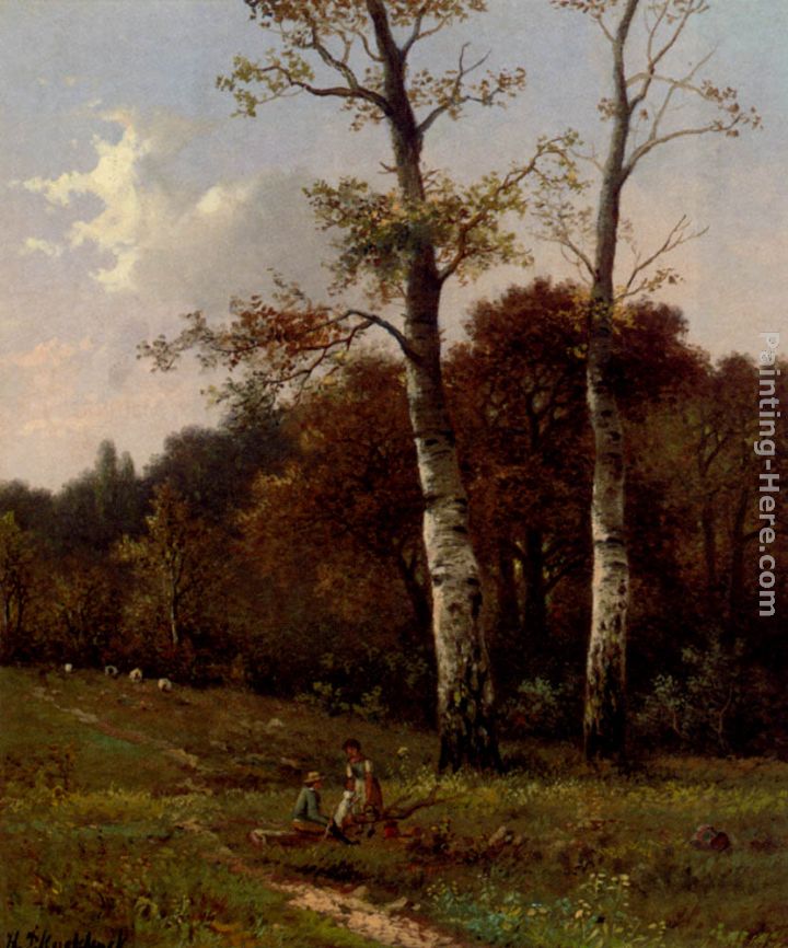 A Picnic Before The Woods painting - Hendrik Pieter Koekkoek A Picnic Before The Woods art painting